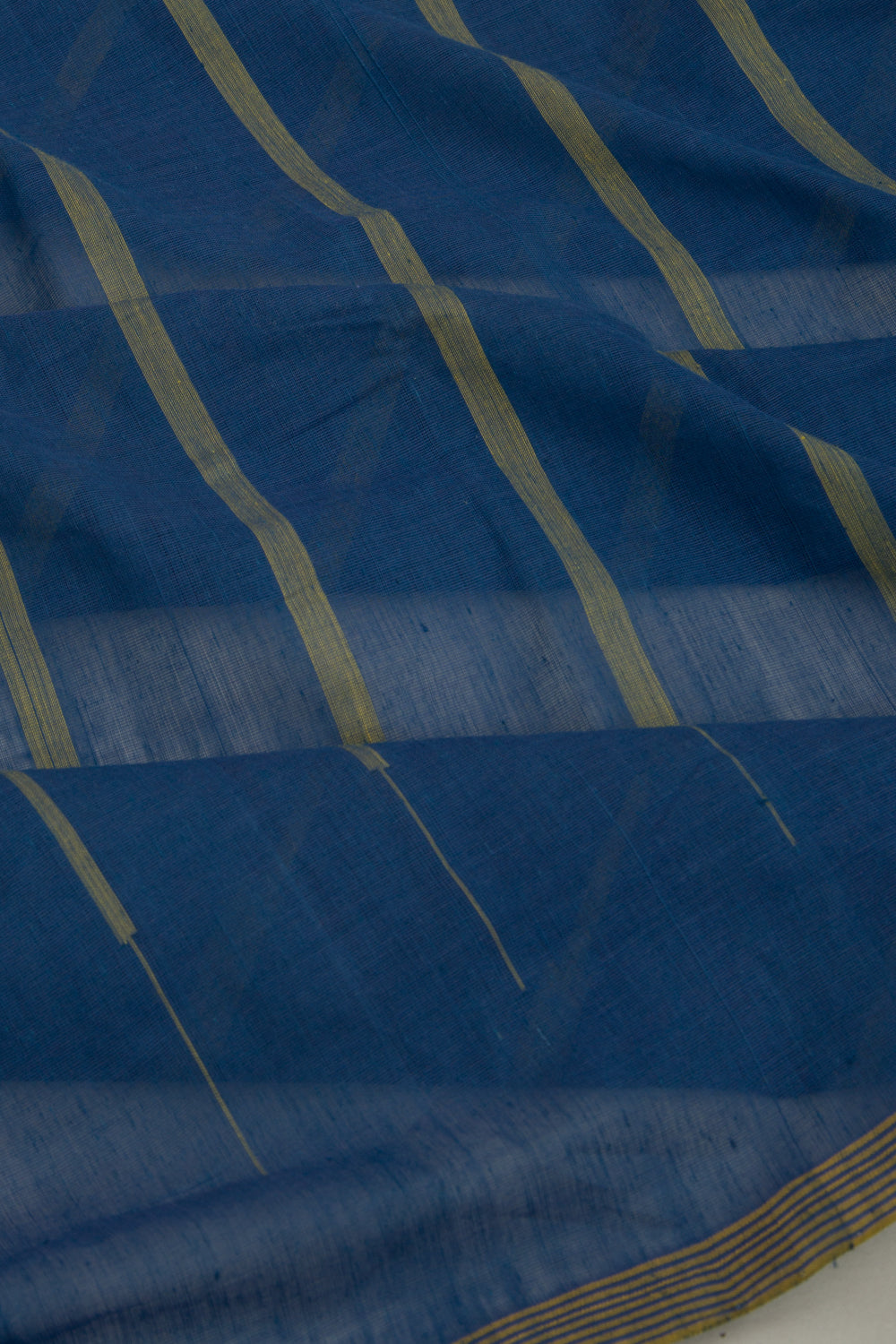 Ponduru Handspun Cotton Vertical Lines Dark Blue Saree