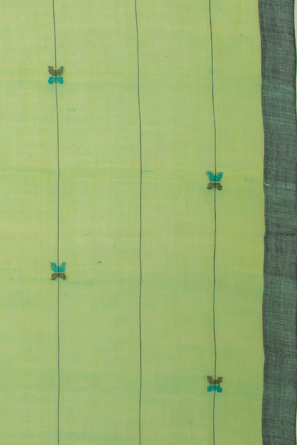Ponduru Handspun Cotton Horizontal Lines Green Saree