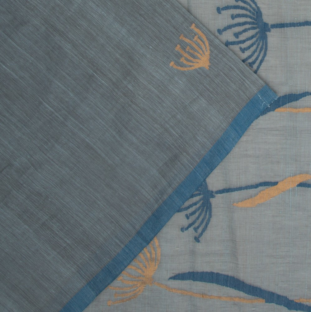 Ponduru Handspun Cotton Butta Grey Saree