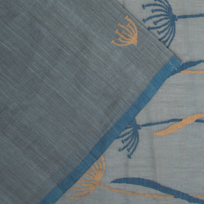 Ponduru Handspun Cotton Butta Grey Saree