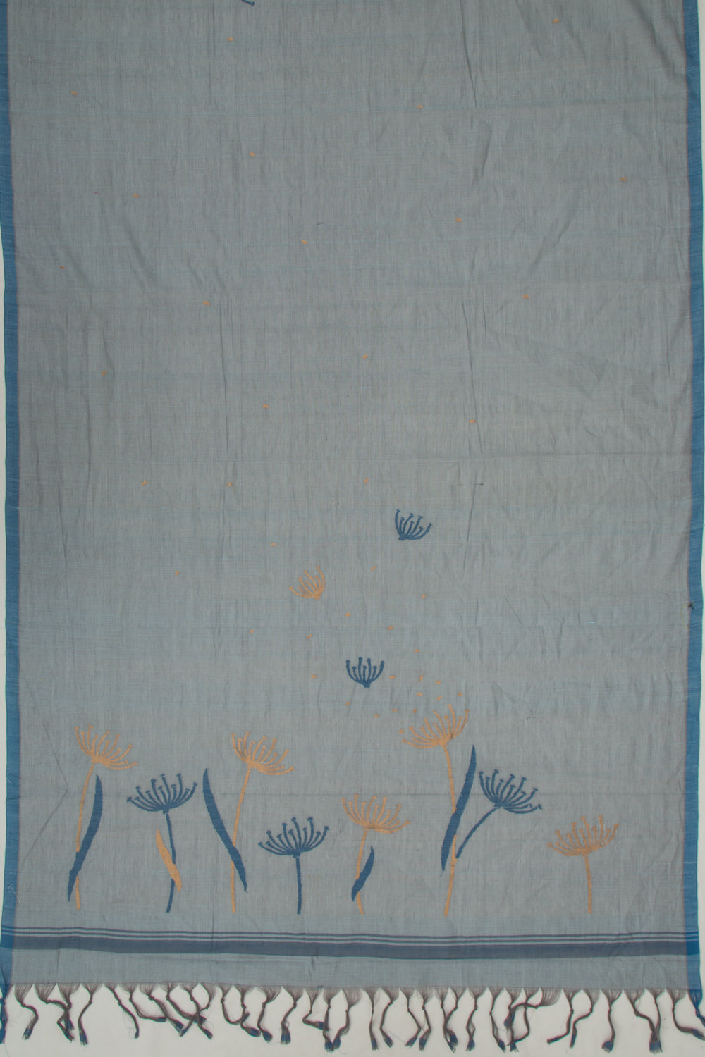 Ponduru Handspun Cotton Butta Grey Saree
