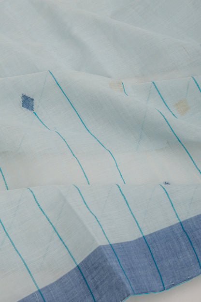 Ponduru Handspun Cotton Plain Pastel Blue Saree