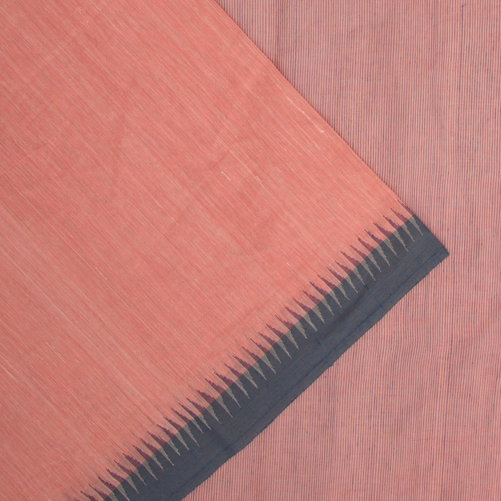Ponduru Handspun Cotton Plain Pastel Orange Saree