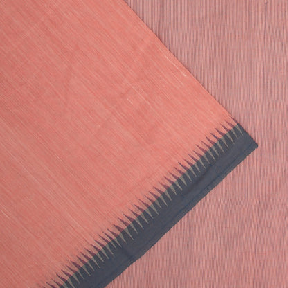 Ponduru Handspun Cotton Plain Pastel Orange Saree