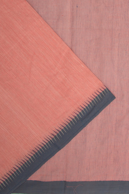 Ponduru Handspun Cotton Plain Pastel Orange Saree