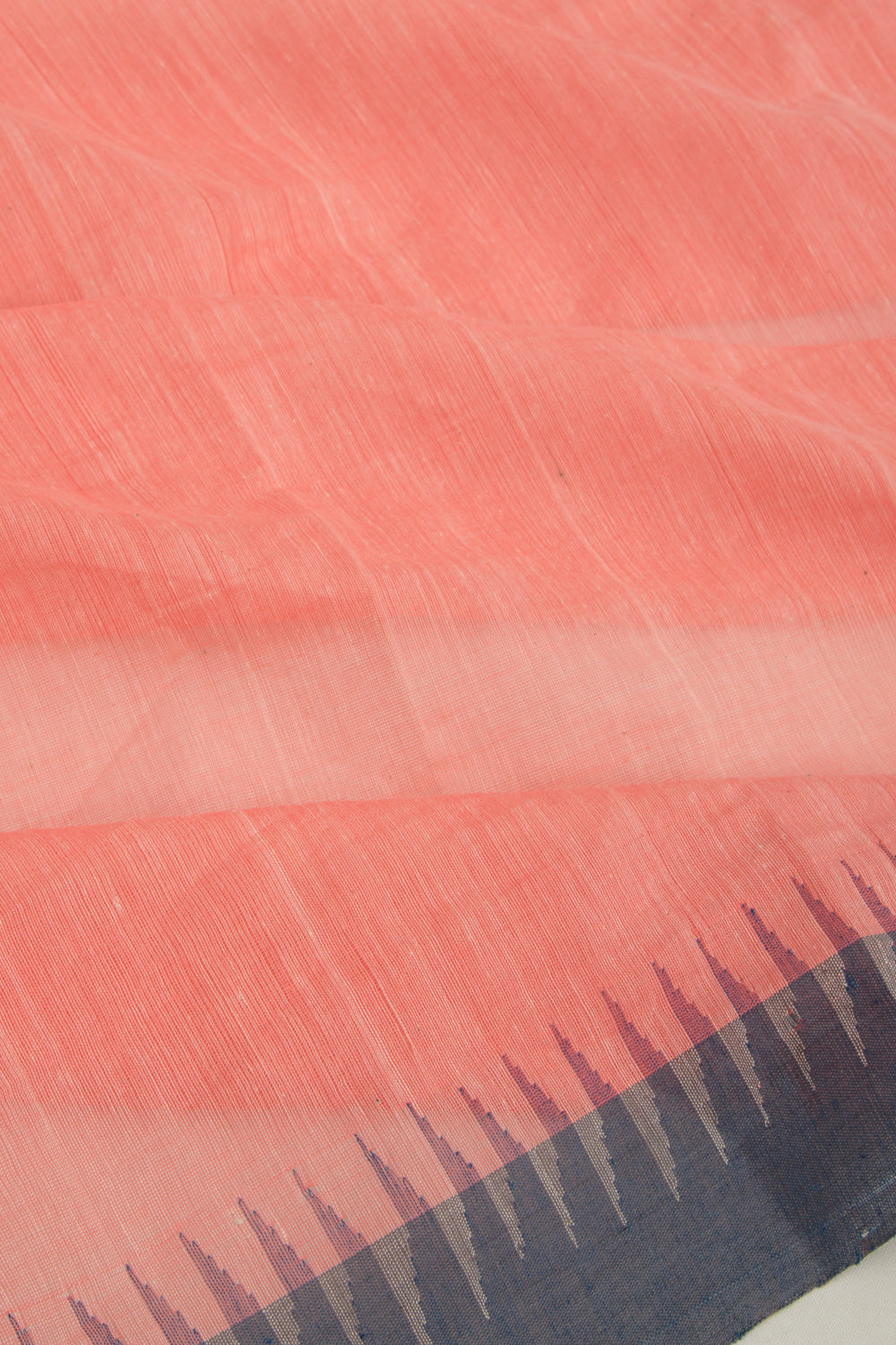 Ponduru Handspun Cotton Plain Pastel Orange Saree