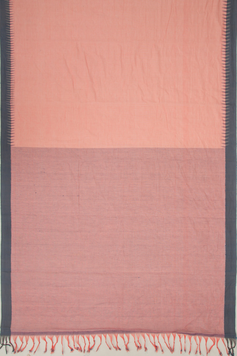 Ponduru Handspun Cotton Plain Pastel Orange Saree