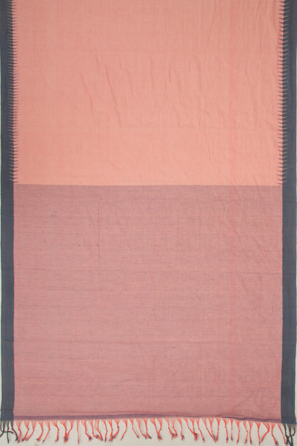 Ponduru Handspun Cotton Plain Pastel Orange Saree