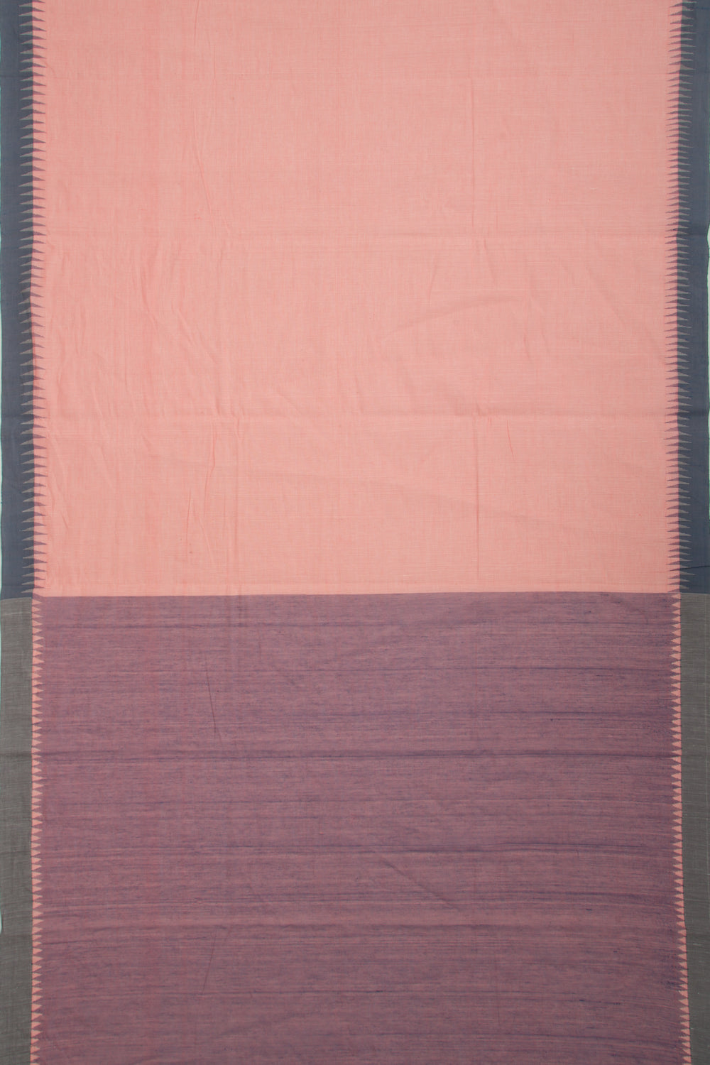 Ponduru Handspun Cotton Plain Pastel Orange Saree