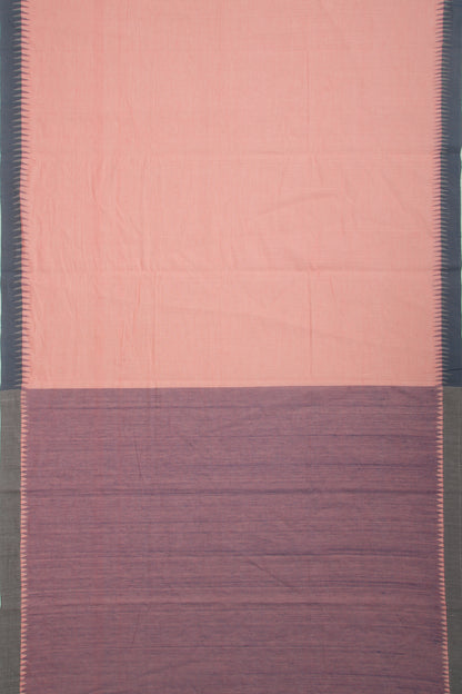 Ponduru Handspun Cotton Plain Pastel Orange Saree
