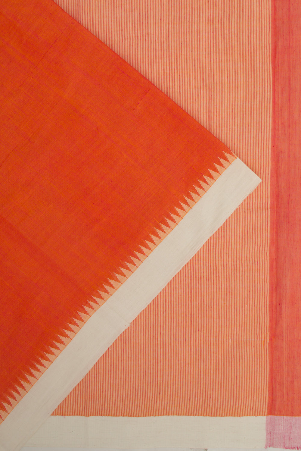 Ponduru Handspun Cotton Plain Orange Saree