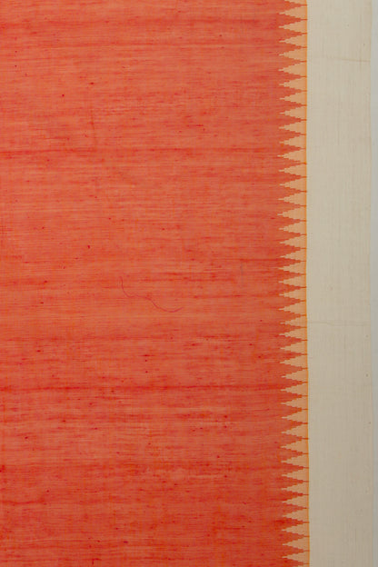 Ponduru Handspun Cotton Plain Orange Saree