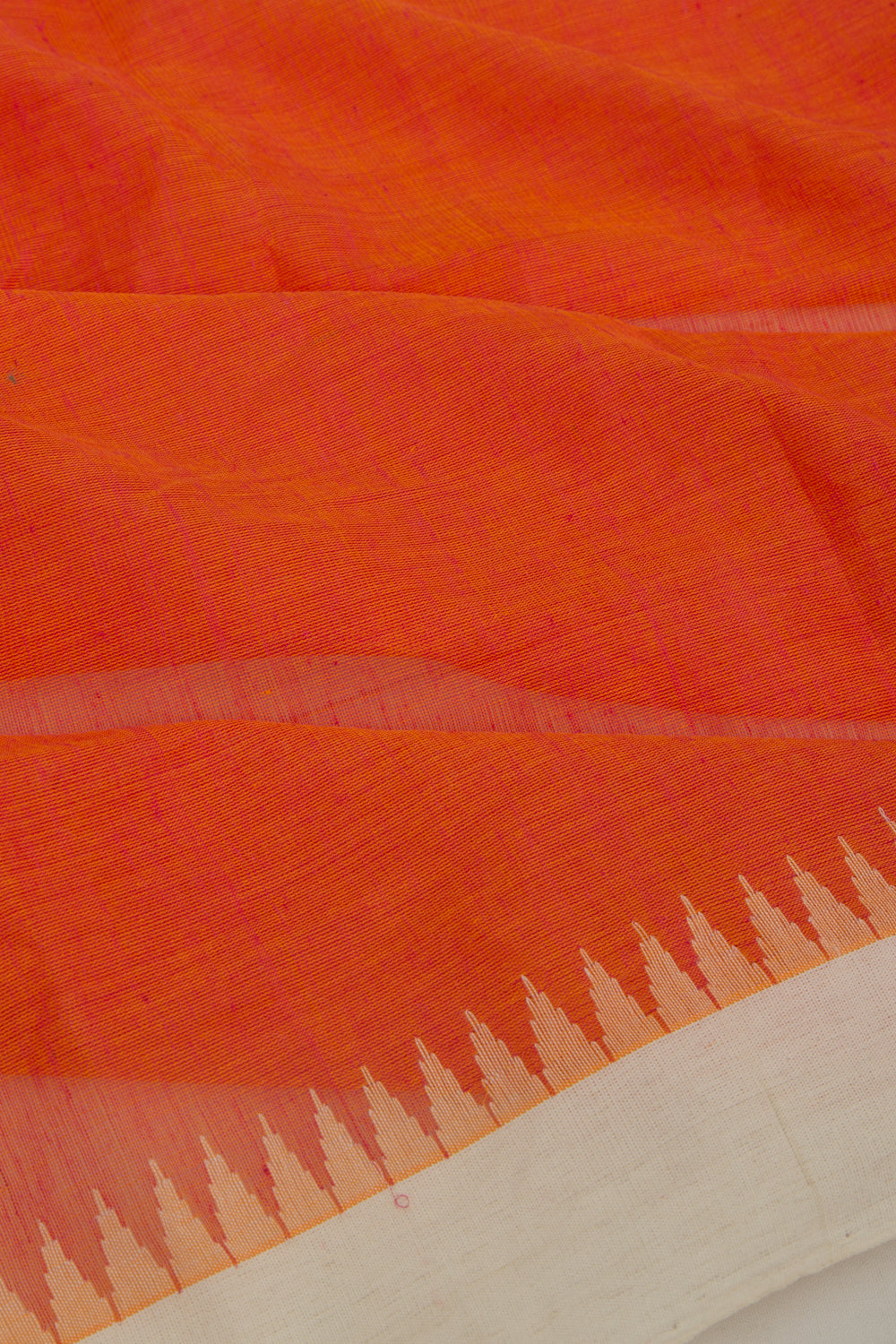 Ponduru Handspun Cotton Plain Orange Saree