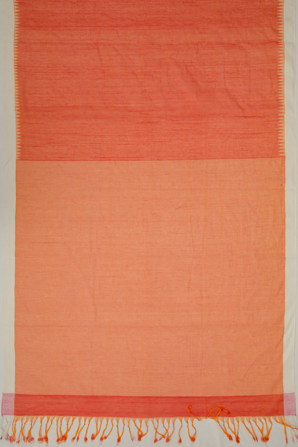 Ponduru Handspun Cotton Plain Orange Saree