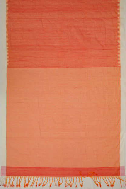 Ponduru Handspun Cotton Plain Orange Saree