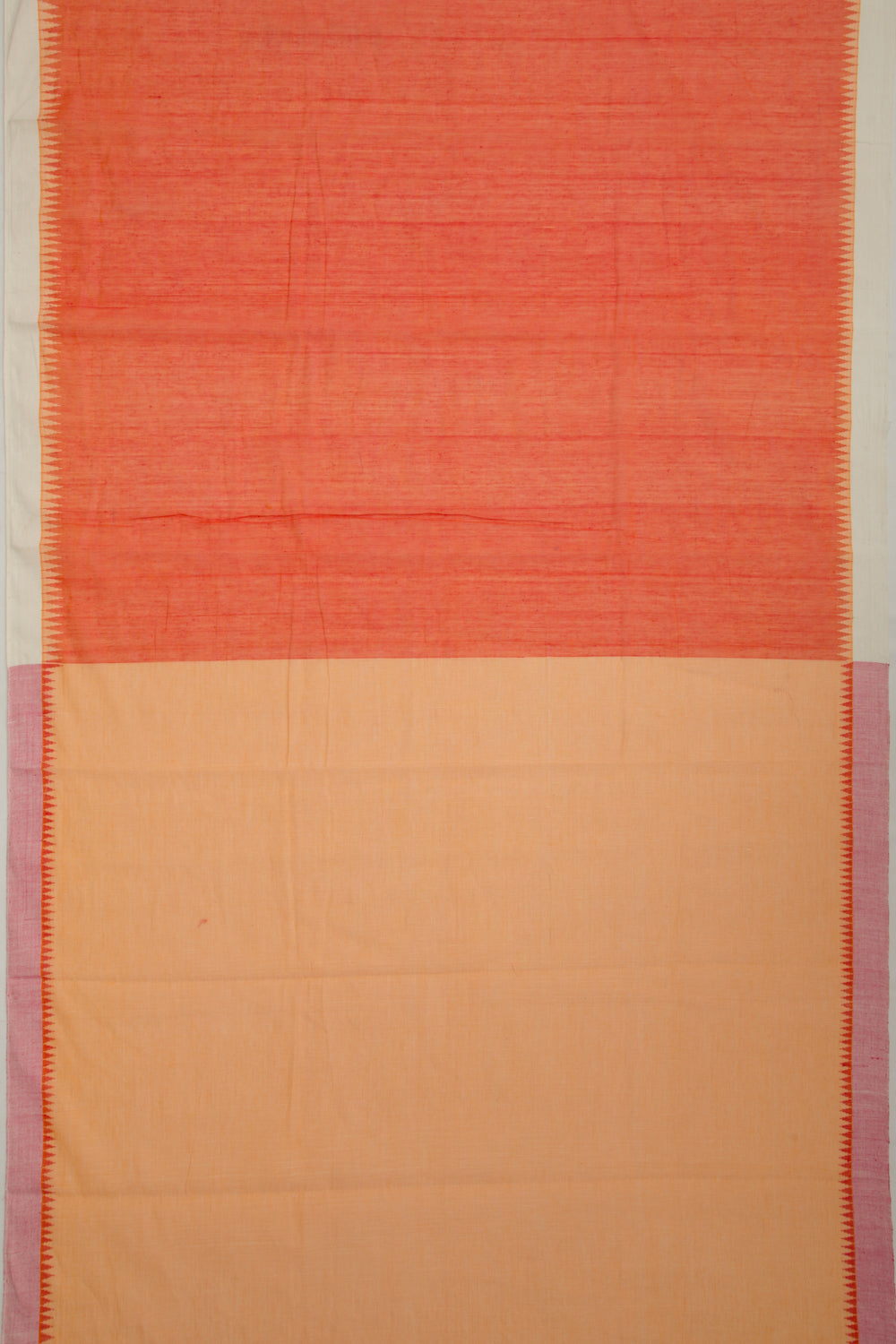 Ponduru Handspun Cotton Plain Orange Saree