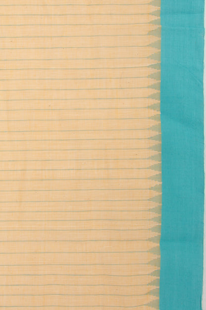Ponduru Handspun Cotton Vertical Lines Pastel Orange Saree