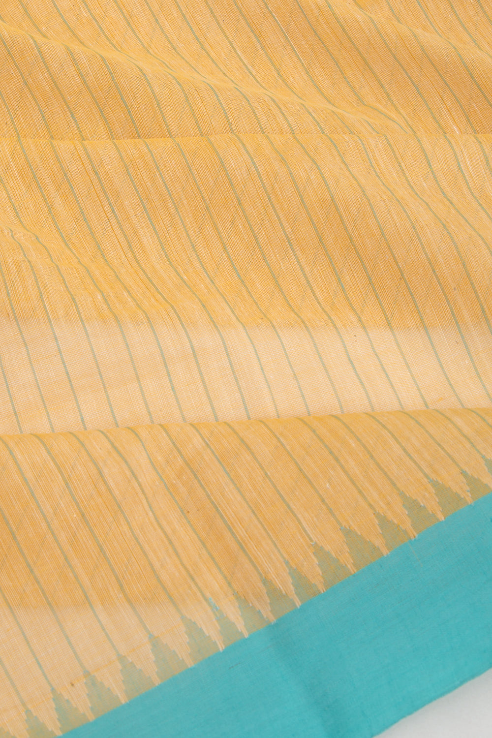 Ponduru Handspun Cotton Vertical Lines Pastel Orange Saree
