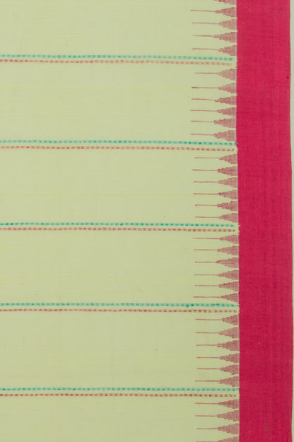 Ponduru Handspun Cotton Vertical Lines Pastel Green Saree