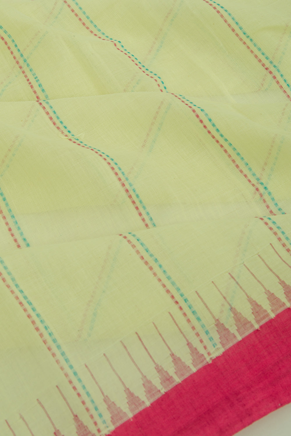 Ponduru Handspun Cotton Vertical Lines Pastel Green Saree