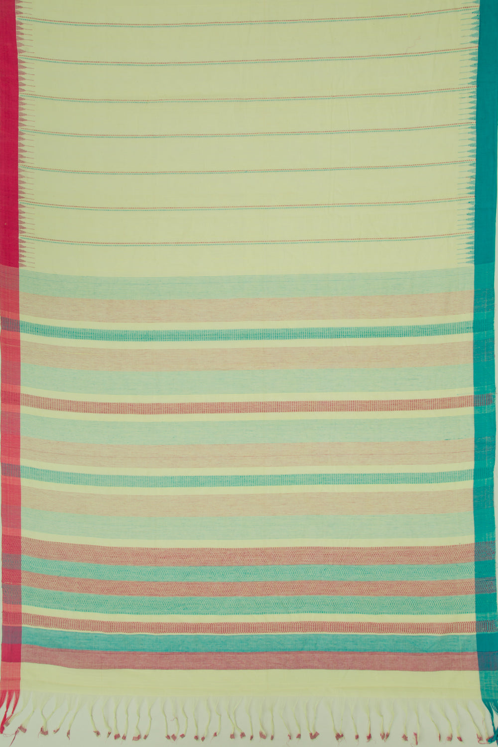 Ponduru Handspun Cotton Vertical Lines Pastel Green Saree