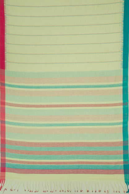 Ponduru Handspun Cotton Vertical Lines Pastel Green Saree