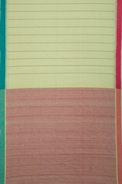 Ponduru Handspun Cotton Vertical Lines Pastel Green Saree