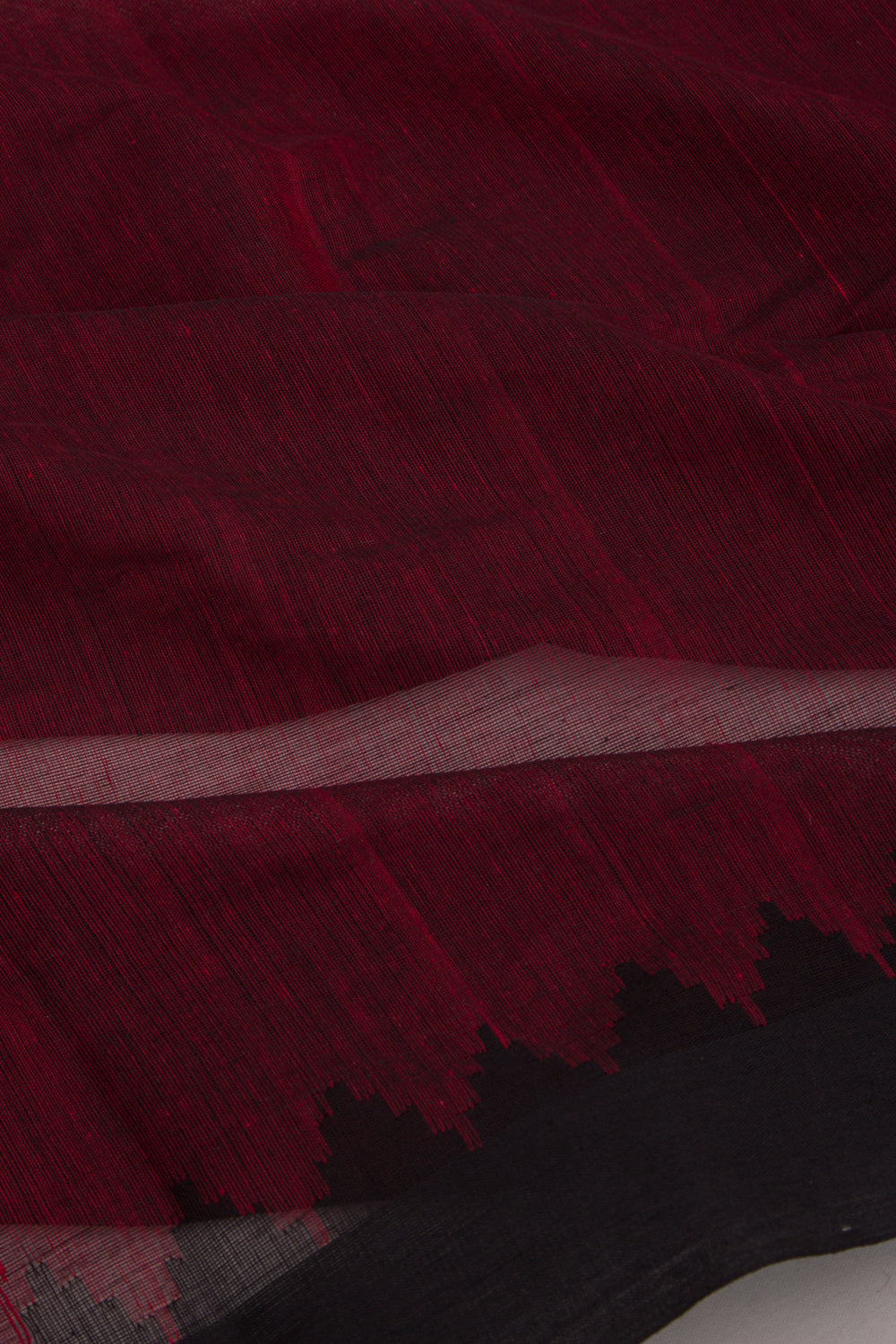Ponduru Handspun Cotton Plain Maroon Saree