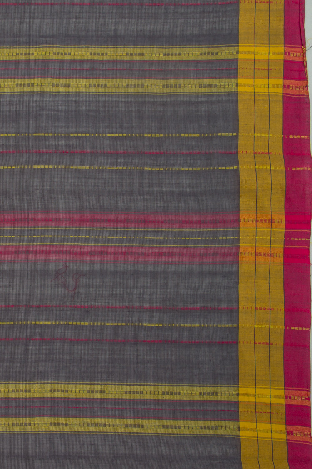 Ponduru Handspun Cotton Vertical Lines Elephant Grey Saree