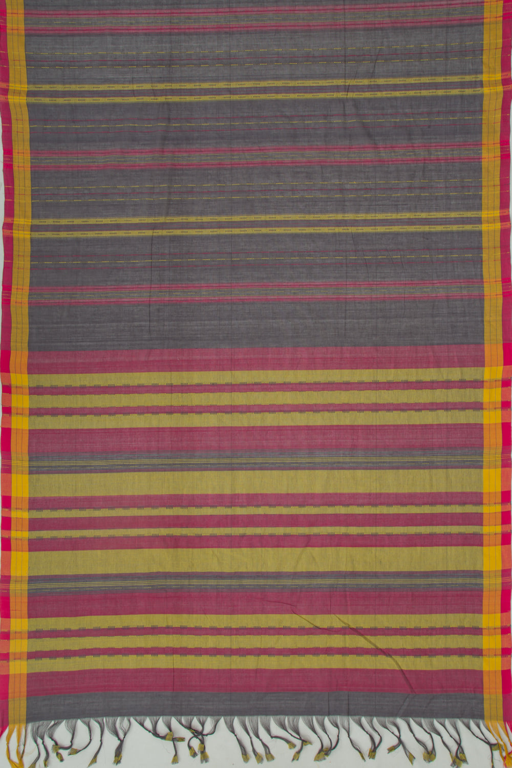 Ponduru Handspun Cotton Vertical Lines Elephant Grey Saree