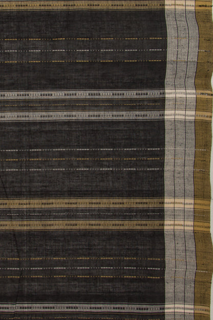 Ponduru Handspun Cotton Vertical Lines Black Saree