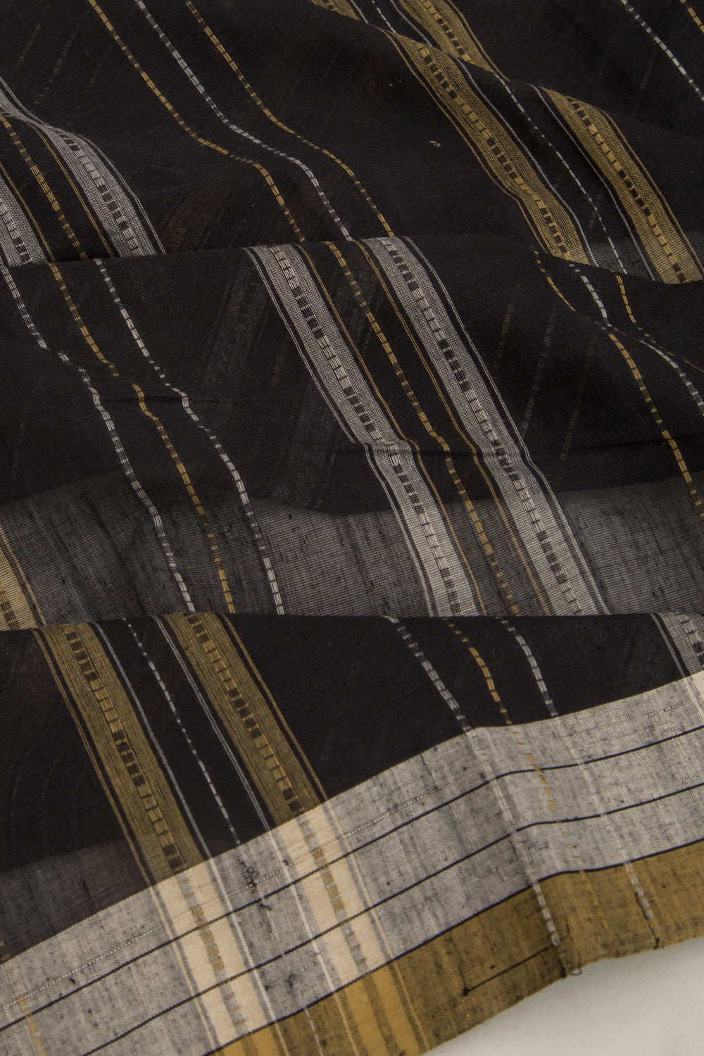 Ponduru Handspun Cotton Vertical Lines Black Saree