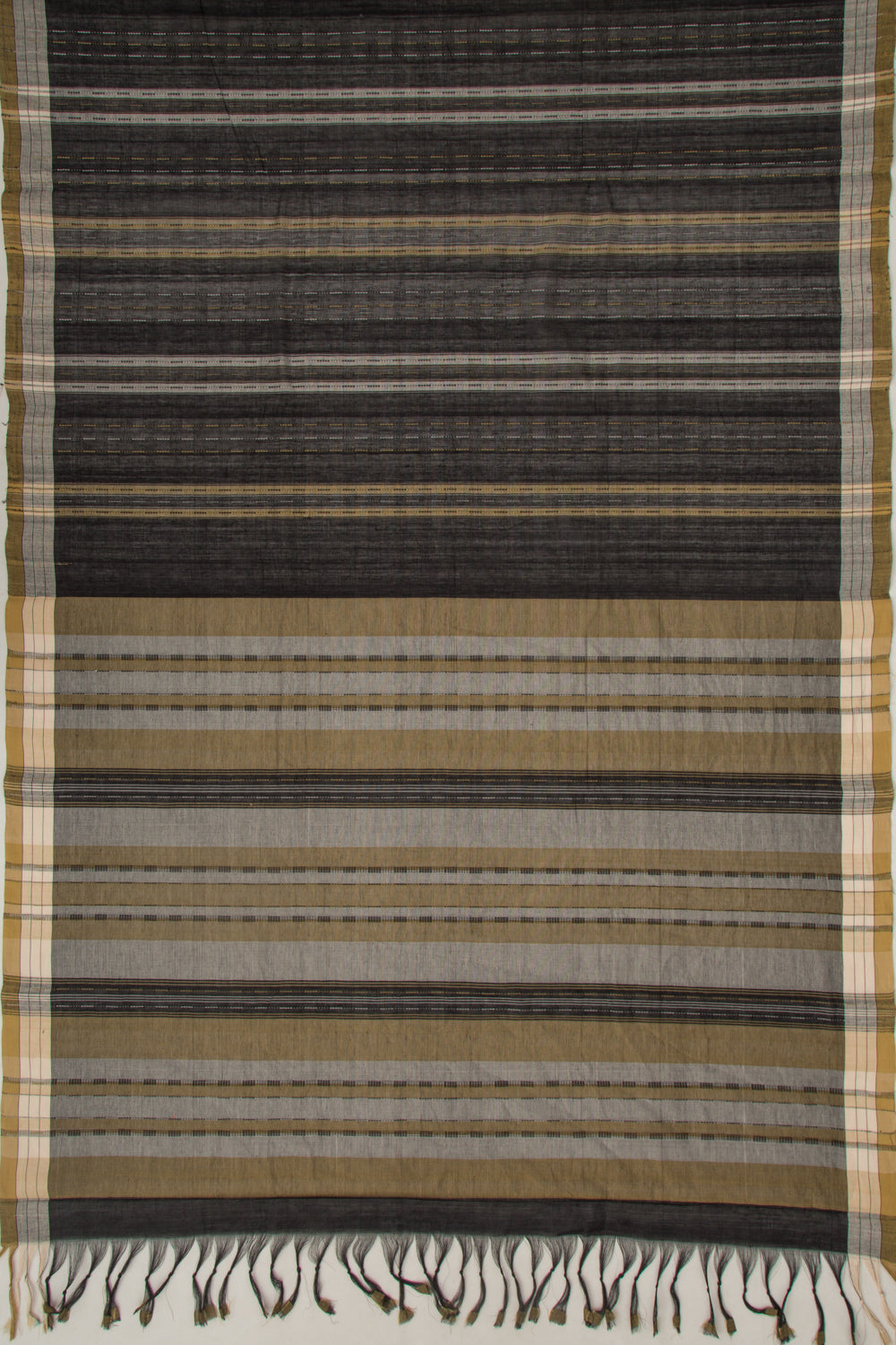 Ponduru Handspun Cotton Vertical Lines Black Saree