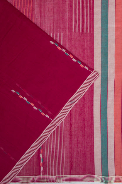 Ponduru Handspun Cotton Plain Maroon Saree