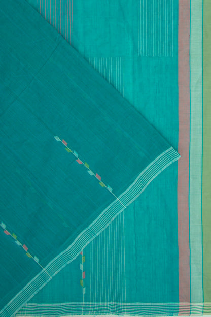 Ponduru Handspun Cotton Plain Sky Blue Saree