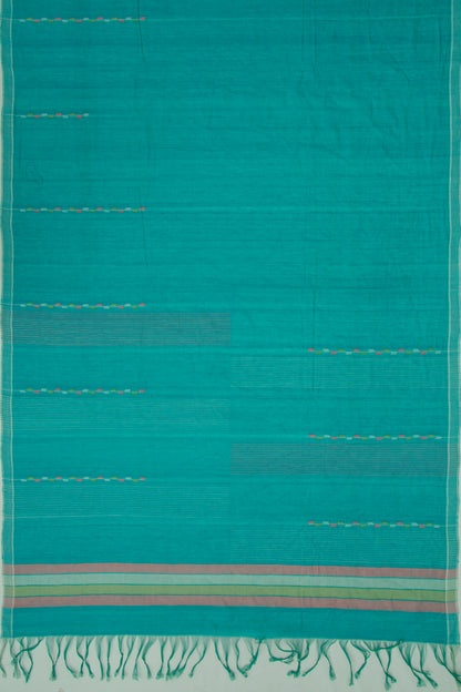 Ponduru Handspun Cotton Plain Sky Blue Saree