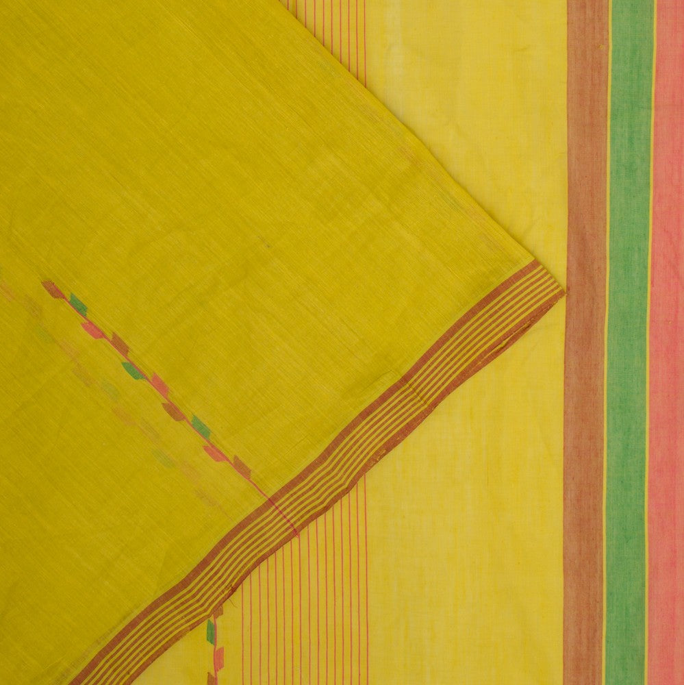 Ponduru Handspun Cotton Plain Mehendi Green Saree