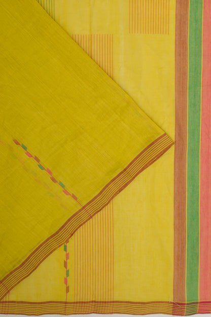 Ponduru Handspun Cotton Plain Mehendi Green Saree