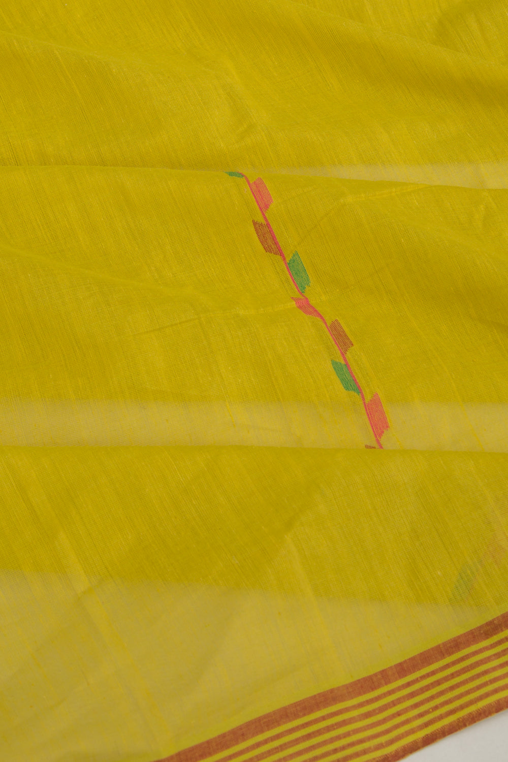 Ponduru Handspun Cotton Plain Mehendi Green Saree