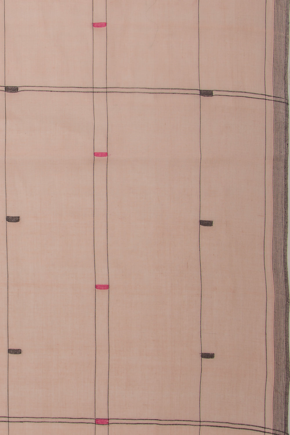 Ponduru Handspun Cotton Checks And Butta Cream Saree