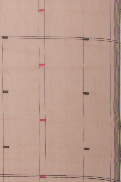Ponduru Handspun Cotton Checks And Butta Cream Saree