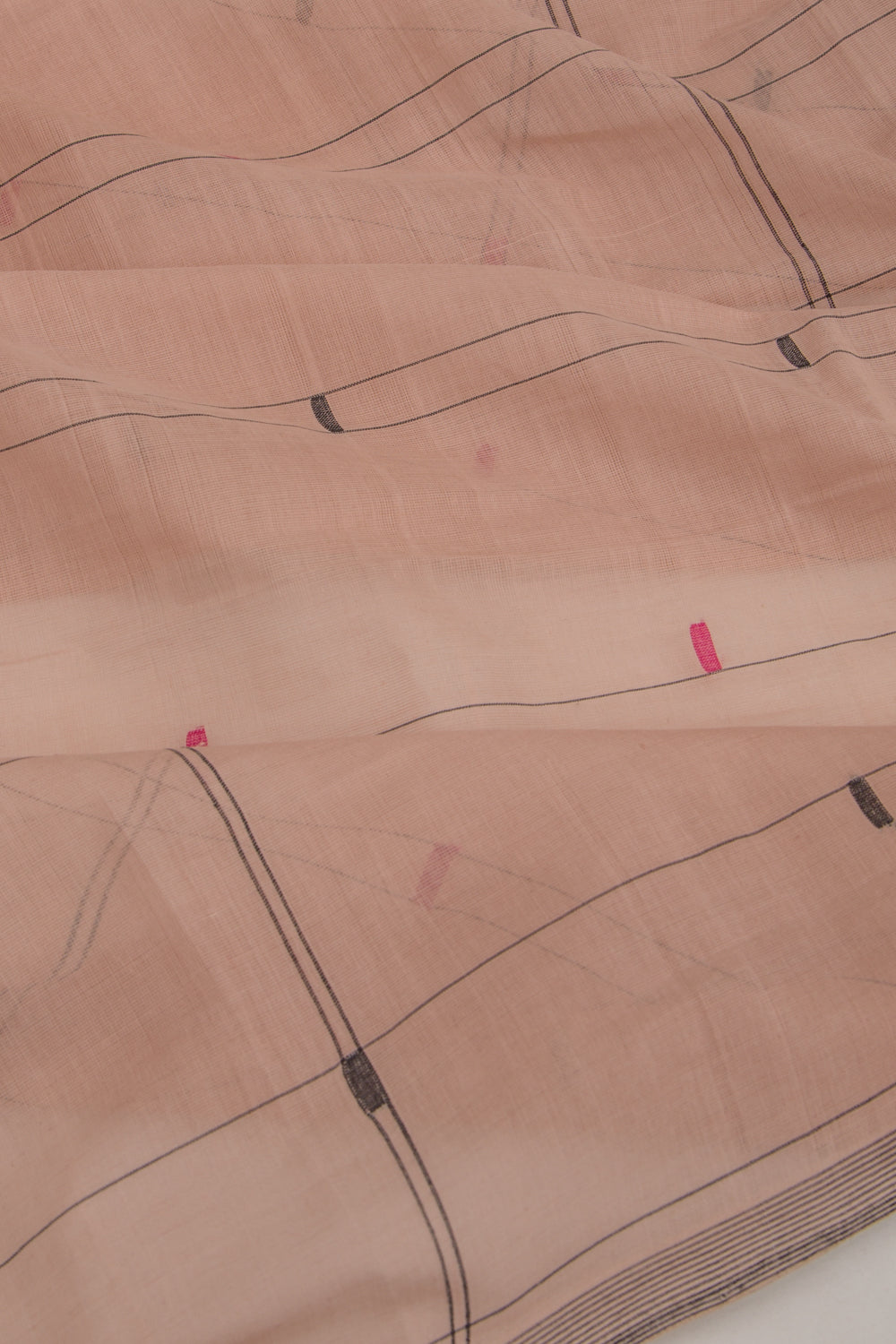 Ponduru Handspun Cotton Checks And Butta Cream Saree