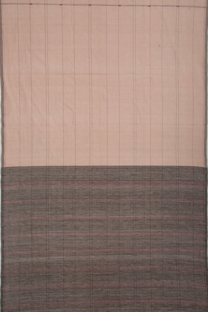 Ponduru Handspun Cotton Checks And Butta Cream Saree