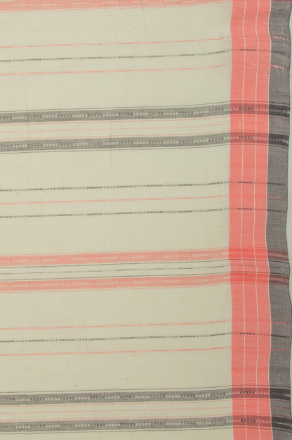 Ponduru Handspun Cotton Vertical Lines Cream Saree