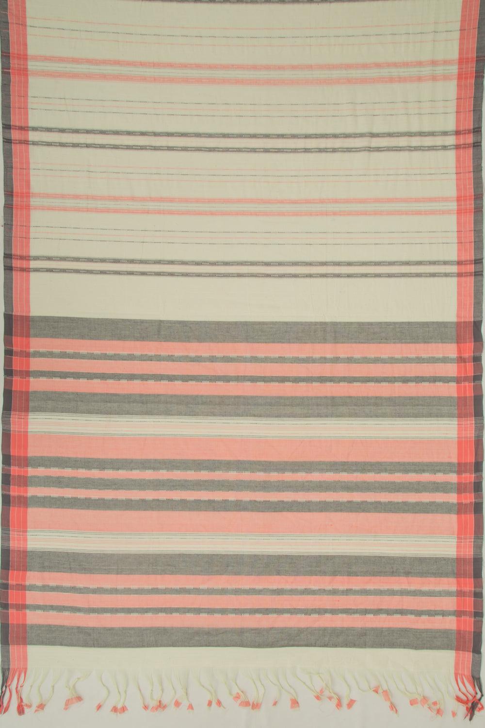 Ponduru Handspun Cotton Vertical Lines Cream Saree