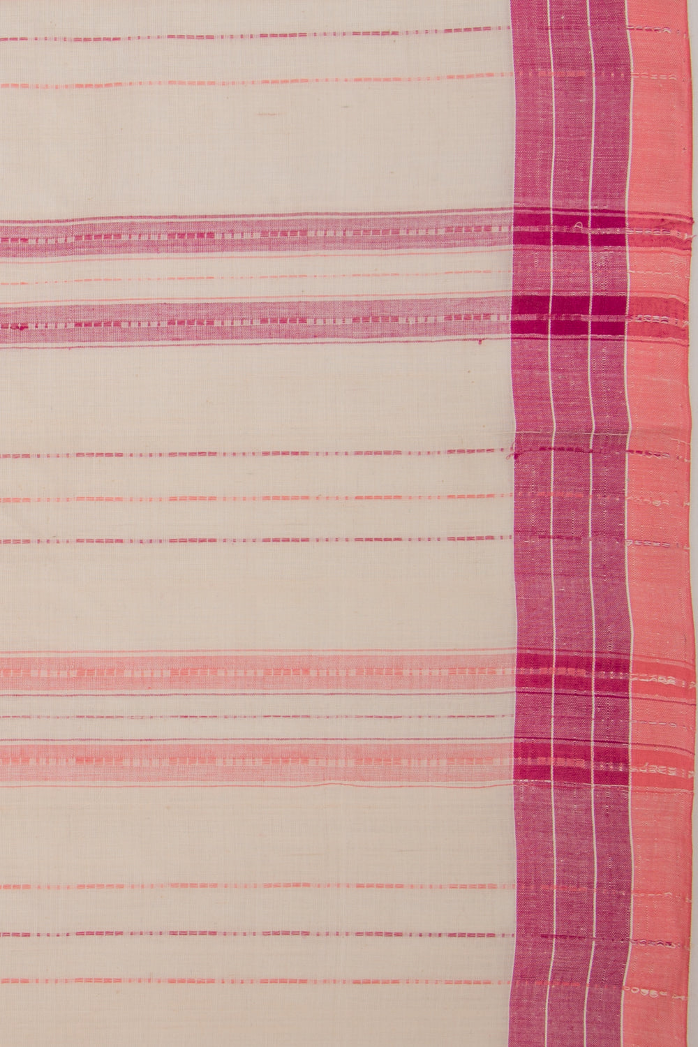 Ponduru Handspun Cotton Vertical Lines Off White Saree
