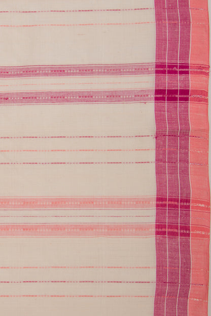 Ponduru Handspun Cotton Vertical Lines Off White Saree