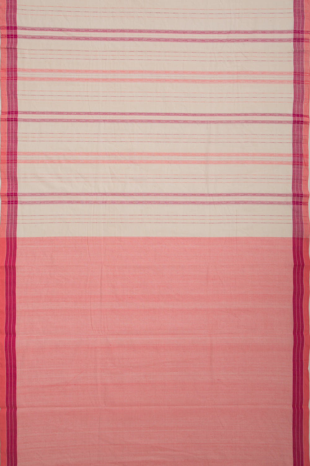 Ponduru Handspun Cotton Vertical Lines Off White Saree
