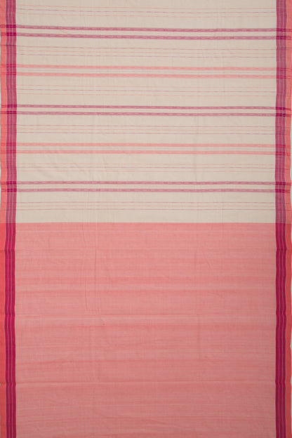 Ponduru Handspun Cotton Vertical Lines Off White Saree