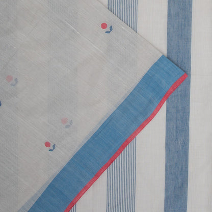 Ponduru Handspun Cotton Butta Pastel Grey Saree